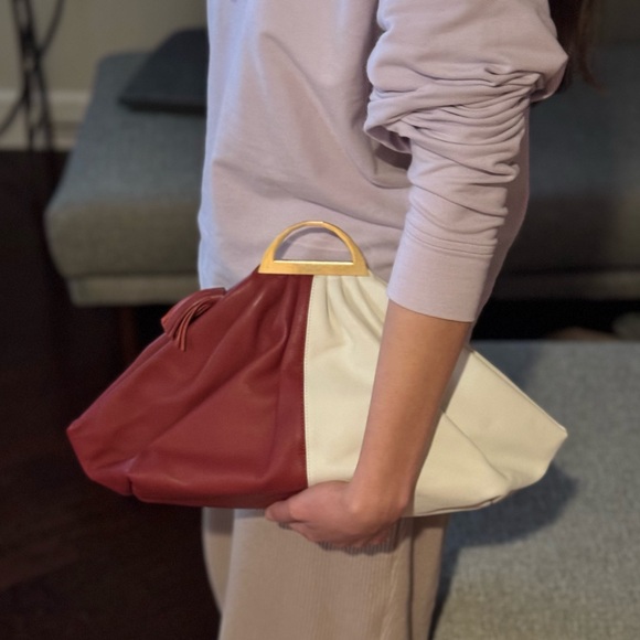 THE VOLON WINE/WHITE GABI HANDBAG - Picture 8 of 13